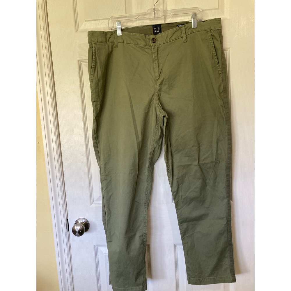 GAP Relaxed Girlfriend Chino Pants Olive Green 16 Tapered Casual Twill Classic